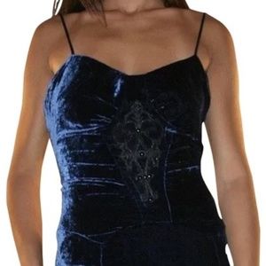 Made in Italy Rose & Thin royal blue velvet dress